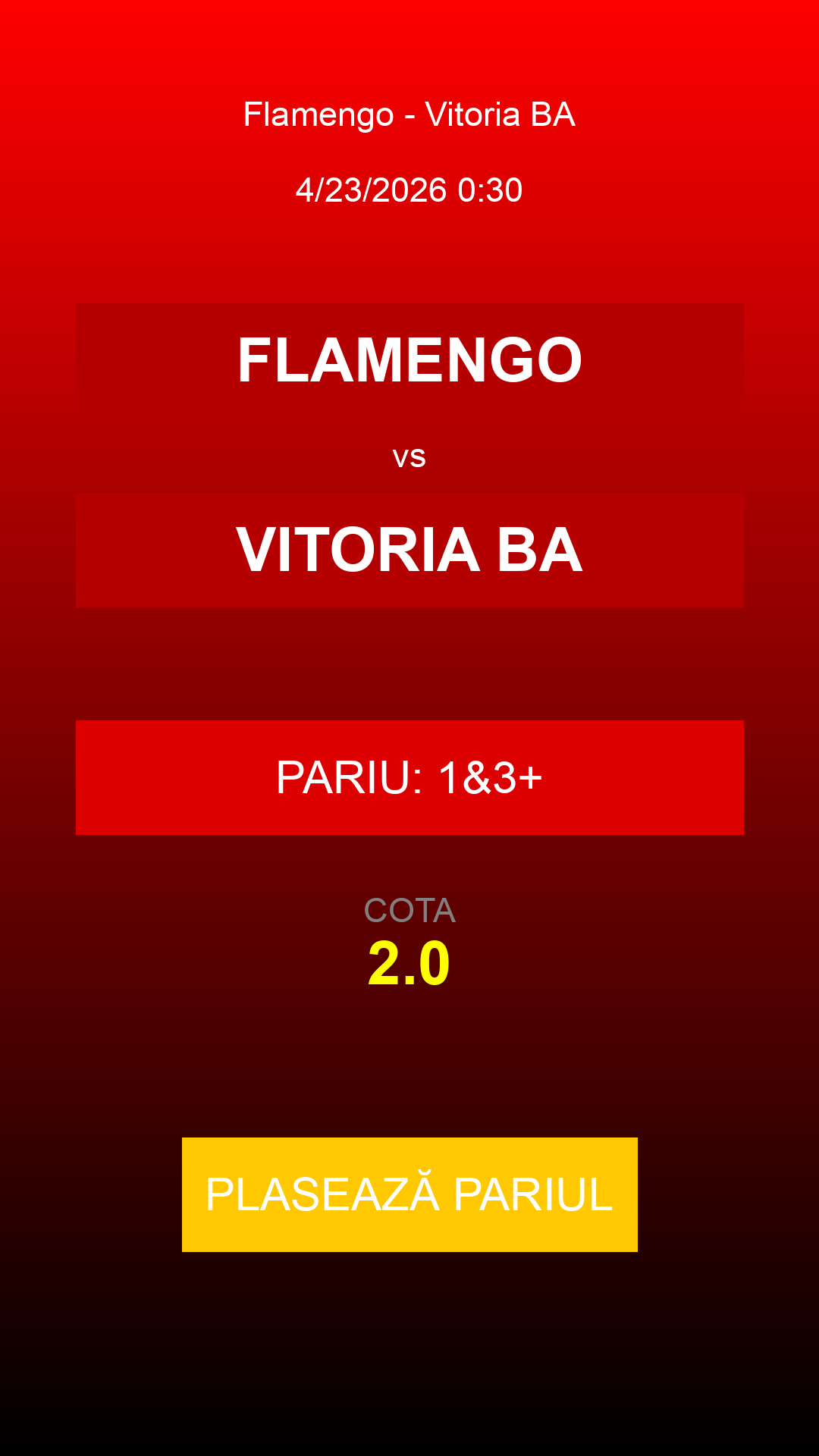 Bilet Flamengo vs Vitoria BA