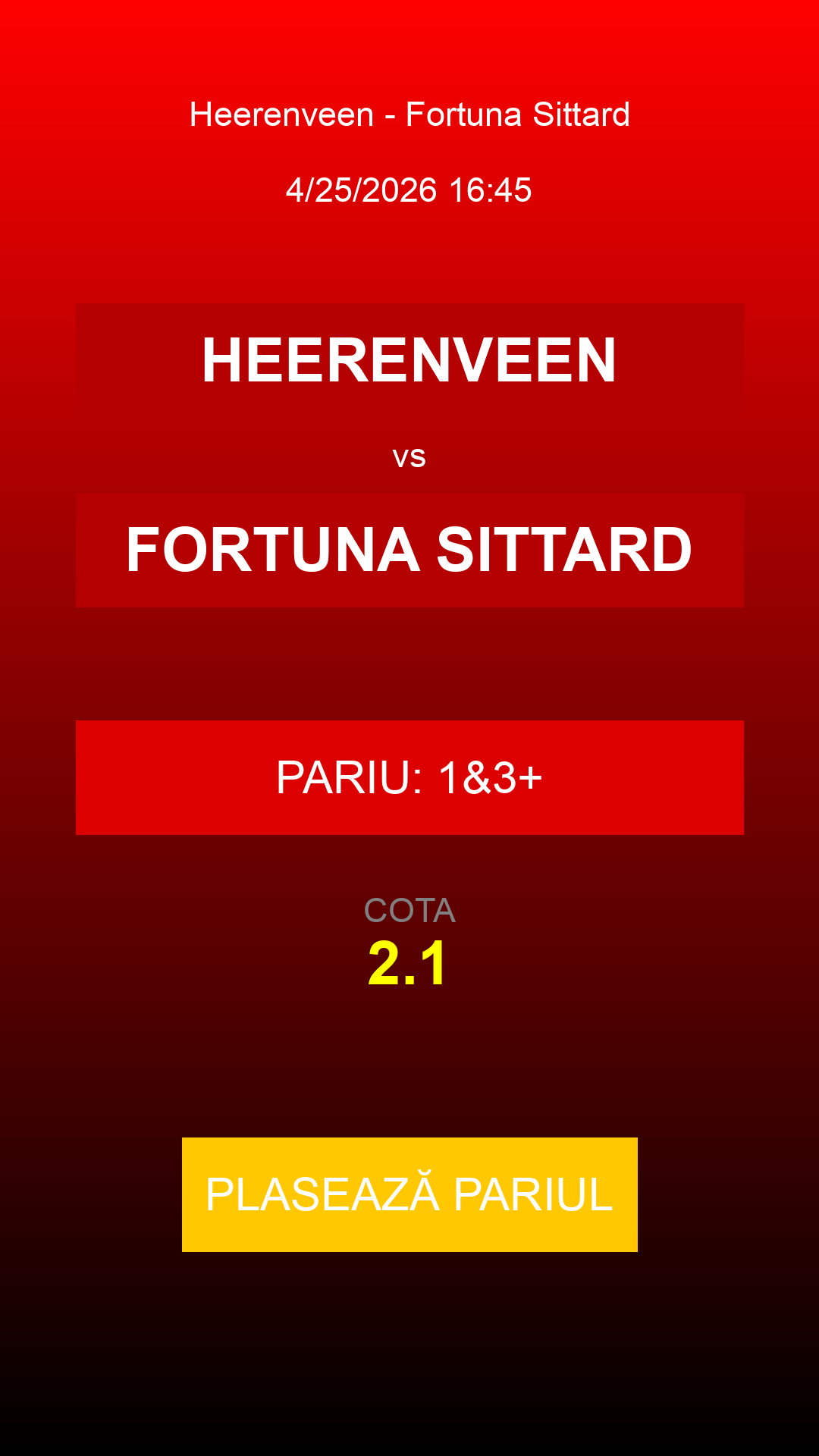 Bilet Heerenveen vs Fortuna Sittard